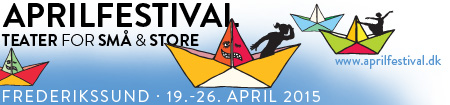Papirshat/båd. Banner og logo for aprilfestival 2015.