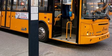 Gul bus holder ved stoppested med døren åben. Foto: Frederikssund Kommune.