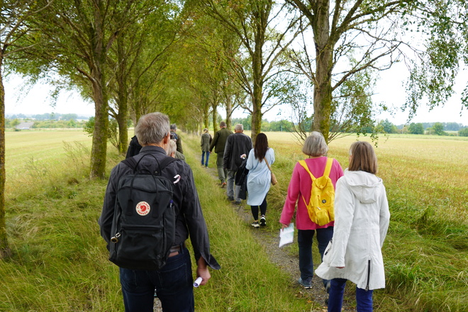 Deltagerne går gennem en allé mod Frederikssundsvej. Foto: Jacques Duelund Mortensen.