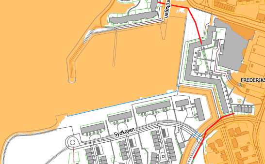 I Frederikssund udlægges der watertubes langs nordkajen og langs Stenværksvej bag sydkajen.