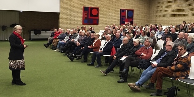 Borgmester Tina Tving Stauning byder velkommen til klimaaftenen. Foto: Frederikssund Kommune.