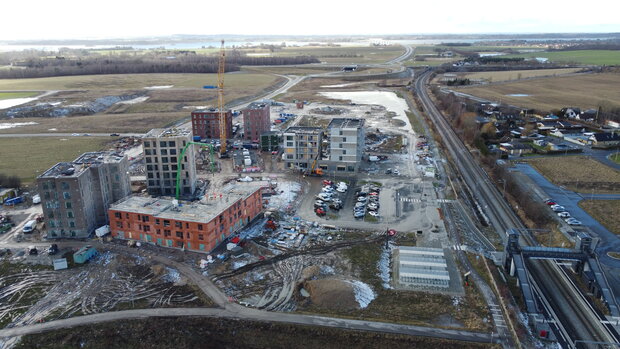 Byggepladsen i februar 2024. Foto: Frederikssund Kommune.