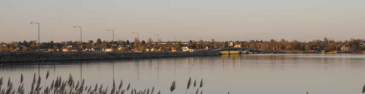 Kronprins Frederiks Bro og Roskilde Fjord i aftensol. Foto: Kenneth Jensen.