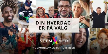 Collage med forskellige mennesker og valgdatoen 16. november 2021. Foto: KL.