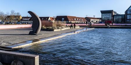 Frederikssund Havn under stormfloden Malik i januar 2022. Foto: Frederikssund Kommune, Kenneth Jensen.