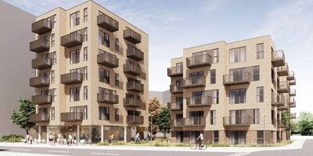 Visualisering af Innovaters kommende byggeri i syv etager i Vinge. Visualisering; Norconsult arkitektur.