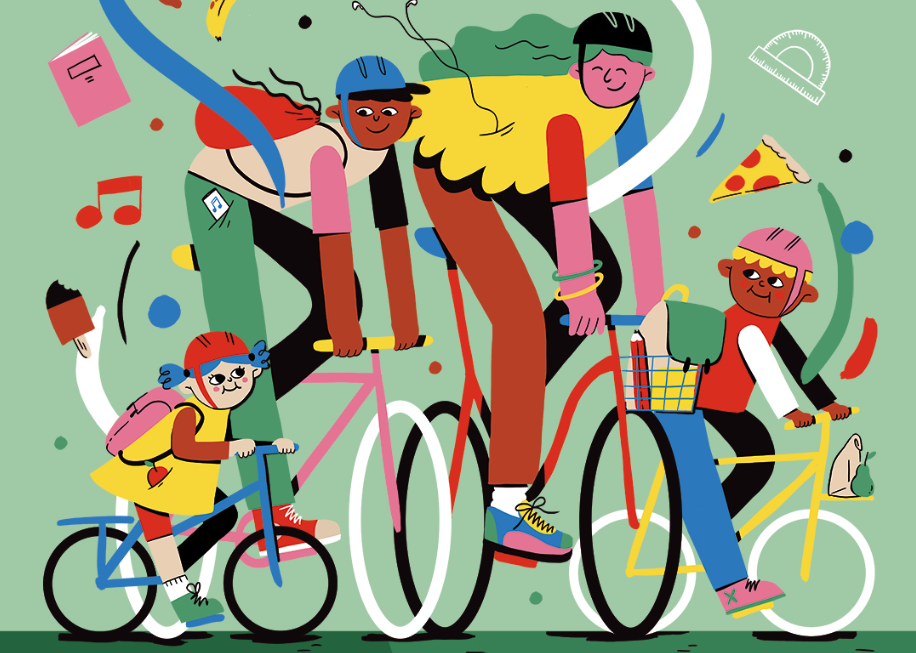 Alle Børn Cykler-tegning. Grafik: Cyklistforbundet.