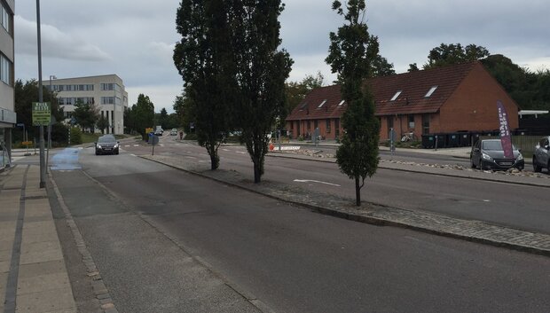 En del af Ågade i Frederikssund vil være spærret pga. vejarbejde fra den 20. august. til den 1. september. Foto: Frederikssund Kommune.