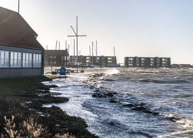 Frederikssund Havn under stormen Malik i januar 2022. Foto: Frederikssund Kommune, Kenneth Jensen.