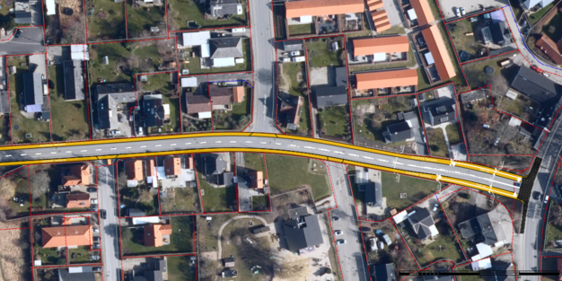 Visualisering af de  nye fællesstier på Saltsøvej i Skibby.