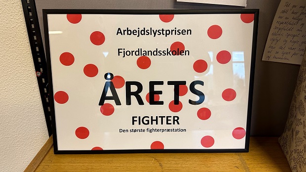 Diplom for prisen som Årets Fighter. Foto: Frederikssund Kommune.