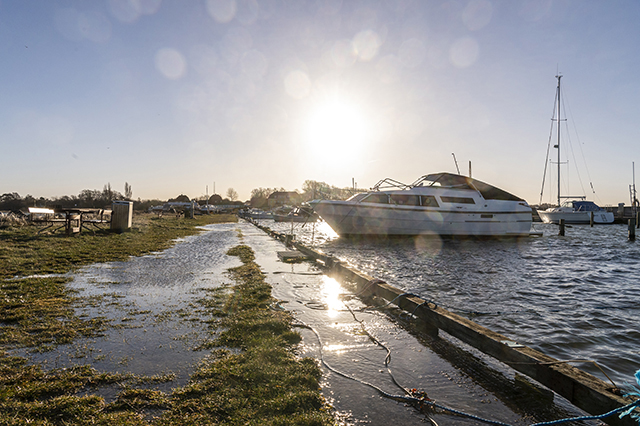 Vandet stod højt i Kulhuse Havn. Foto: Kenneth Jensen, Frederikssund Kommune.