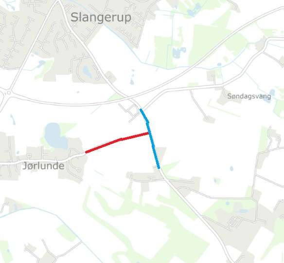 Kort, der viser det berørte område. 
