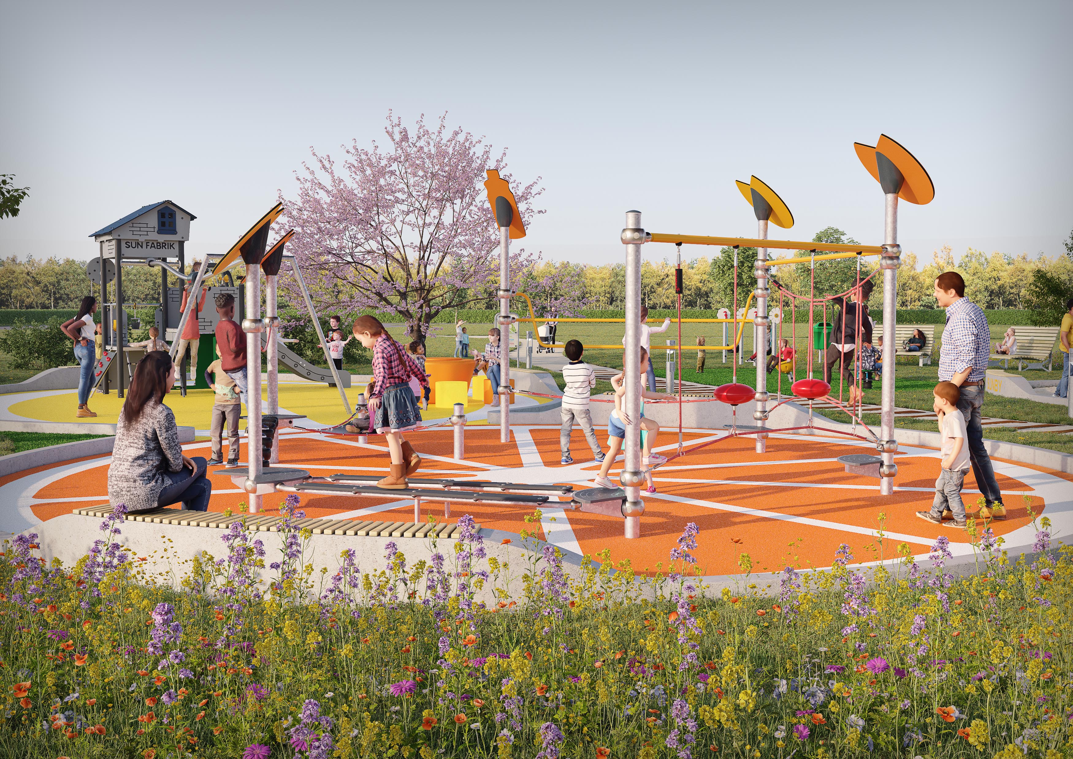 Skitse over udformningen på den nye legeplads. Illustration: Frederikssund Kommune