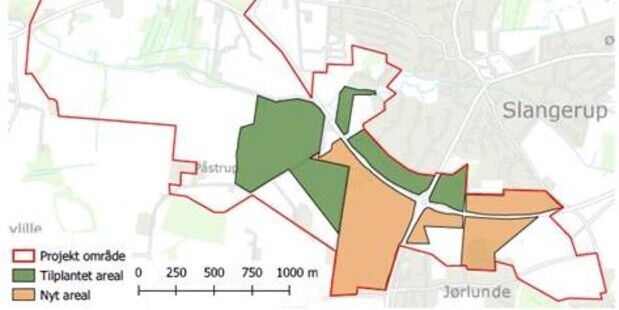 Kort over den kommende skov. Kort: Frederikssund Kommune.
