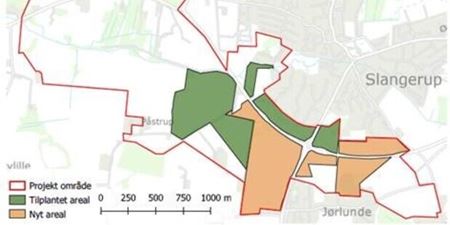 Kort over den kommende skov. Kort: Frederikssund Kommune.