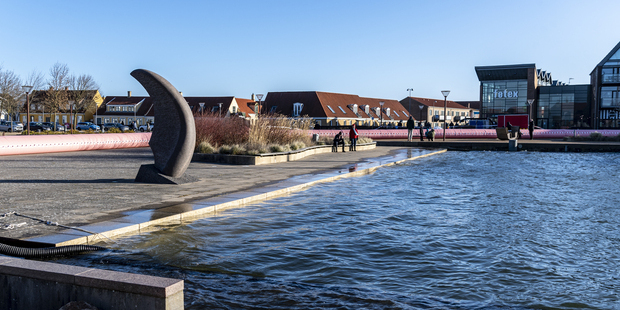 Højvande i Frederikssund Havn. Foto: Frederiksund Kommune, Kenneth Jensen.