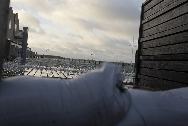 Vandet stod højt i Skyllebakke Havn i januar 2022. Foto: Kenneth Jensen, Frederikssund Kommune.