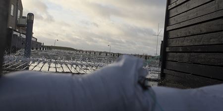 Vandet stod højt i Skyllebakke Havn i januar 2022. Foto: Kenneth Jensen, Frederikssund Kommune.