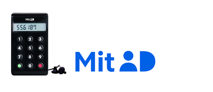 MitID kodelæser og logo. Grafik: MitID.