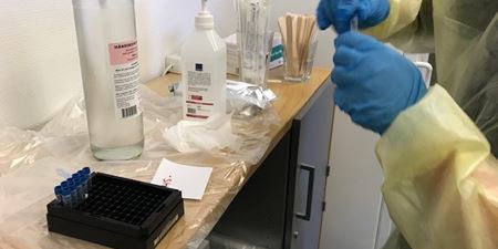 Poder håndterer coronatest. Foto: Frederikssund Kommune.