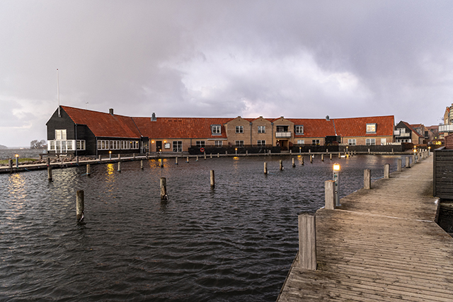 Skyllebakke Havn, hvor vandet stod højt. Foto: Kenneth Jensen, Frederikssund Kommune..