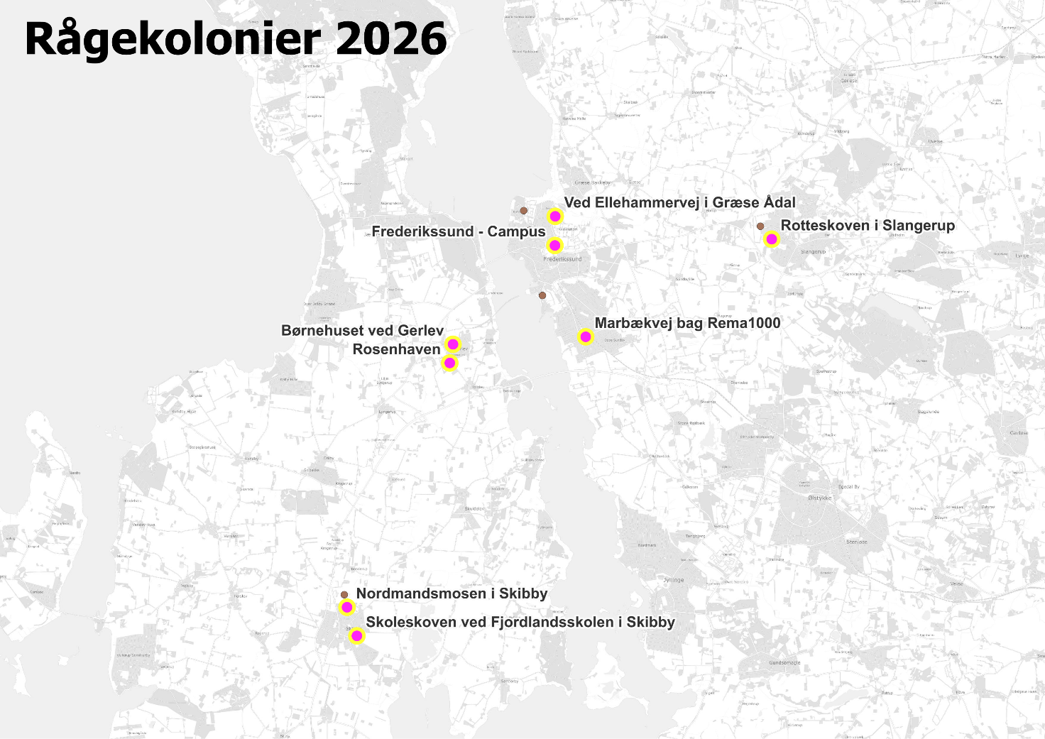 Oversigtskort over rågekolonier