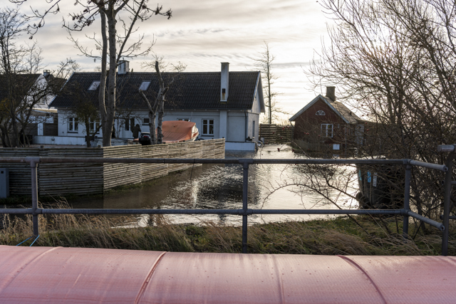 Højvande ved Færgevej. Foto: Frederikssund Kommune, Kenneth Jensen.