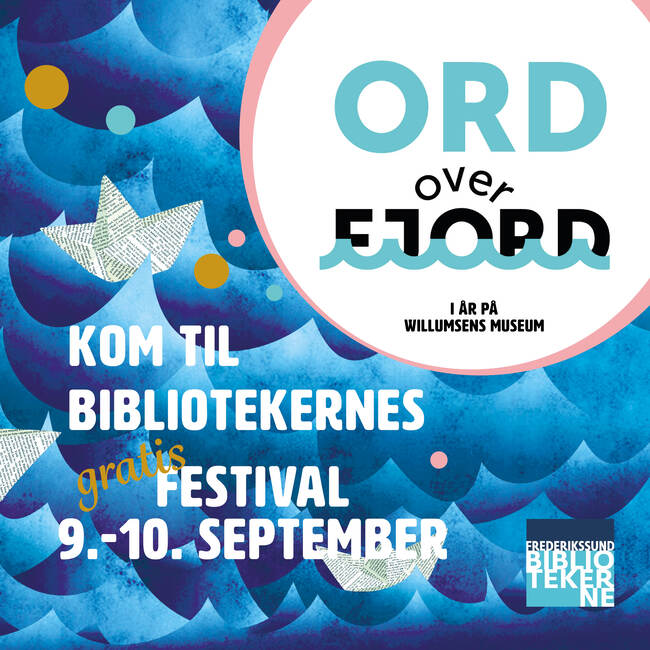 Logo ord over fjord. Frederikssund bibliotekerne. 